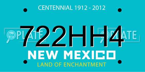 722HH4 New Mexico License Plate