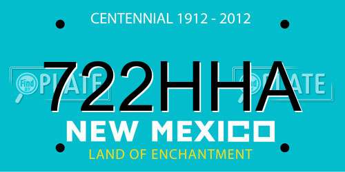 722HHA New Mexico License Plate