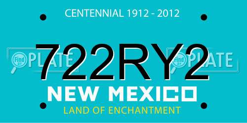 722RY2 New Mexico License Plate