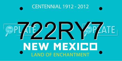 722RY7 New Mexico License Plate