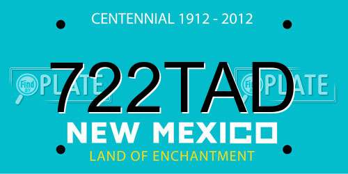 722TAD New Mexico License Plate
