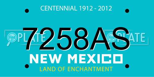 7258AS New Mexico License Plate