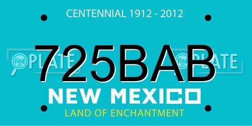 725BAB New Mexico License Plate