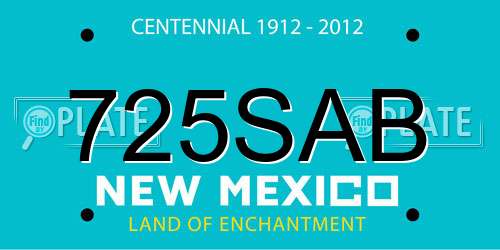 725SAB New Mexico License Plate