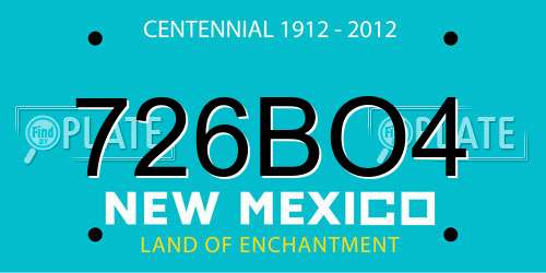 726BO4 New Mexico License Plate