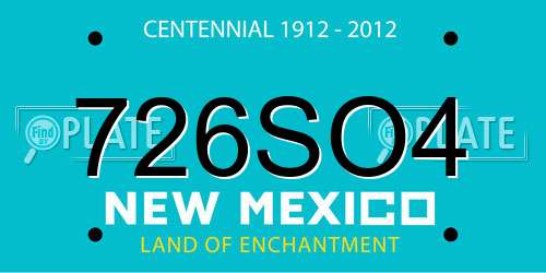 726SO4 New Mexico License Plate