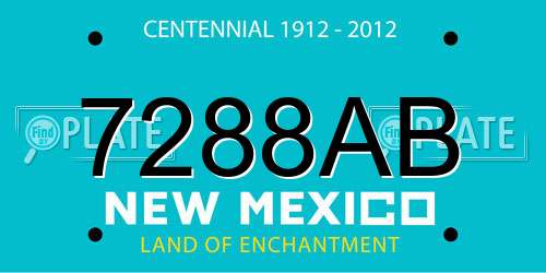7288AB New Mexico License Plate
