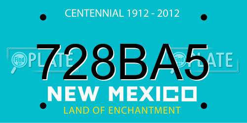 728BA5 New Mexico License Plate