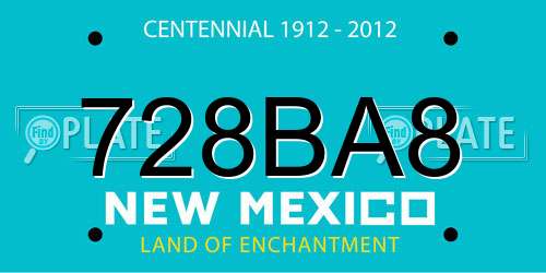 728BA8 New Mexico License Plate