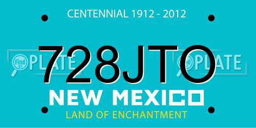728JTO New Mexico License Plate