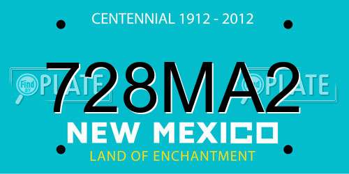 728MA2 New Mexico License Plate
