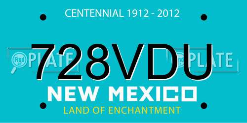 728VDU New Mexico License Plate