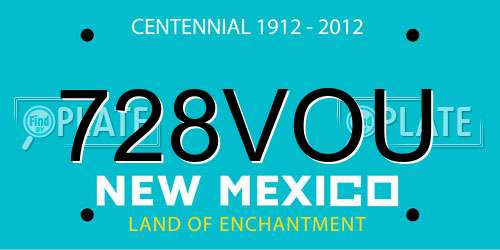 728VOU New Mexico License Plate