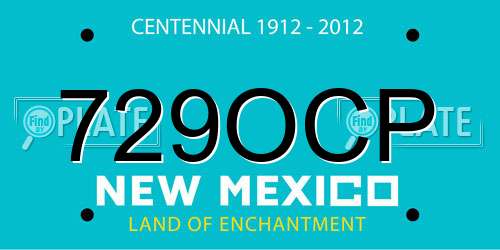 729OCP New Mexico License Plate