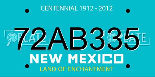 72AB335 New Mexico License Plate