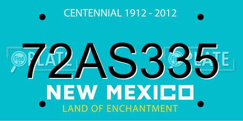 72AS335 New Mexico License Plate