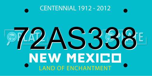 72AS338 New Mexico License Plate