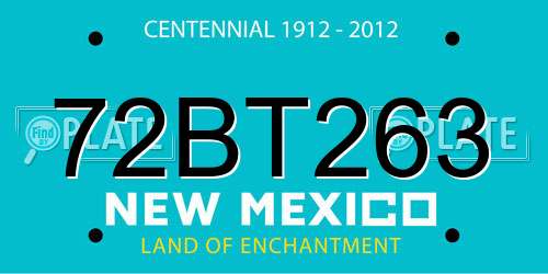 72BT263 New Mexico License Plate