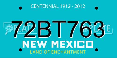 72BT763 New Mexico License Plate