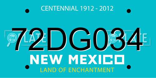 72DG034 New Mexico License Plate