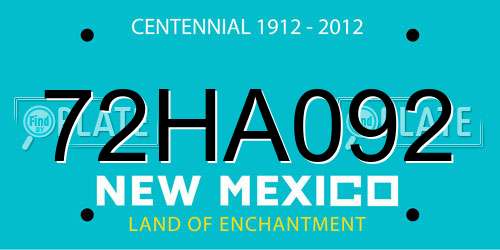 72HA092 New Mexico License Plate