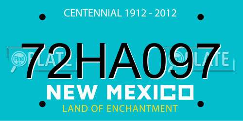 72HA097 New Mexico License Plate