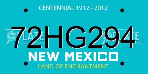 72HG294 New Mexico License Plate