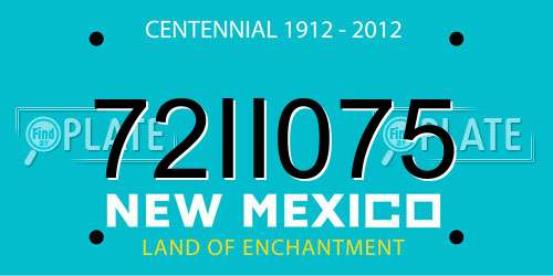 72II075 New Mexico License Plate