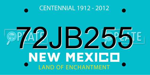 72JB255 New Mexico License Plate
