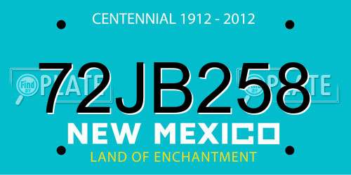 72JB258 New Mexico License Plate