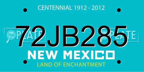 72JB285 New Mexico License Plate