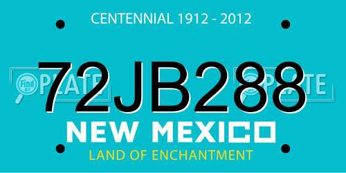 72JB288 New Mexico License Plate