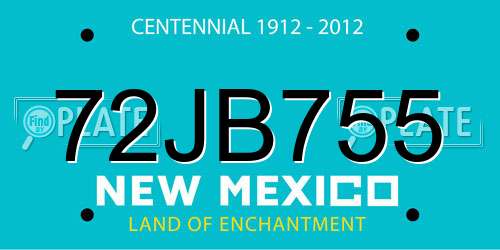 72JB755 New Mexico License Plate