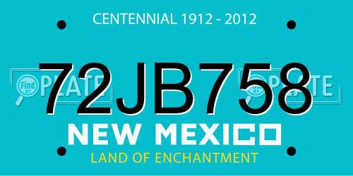72JB758 New Mexico License Plate