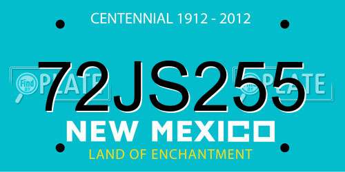 72JS255 New Mexico License Plate