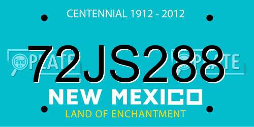 72JS288 New Mexico License Plate