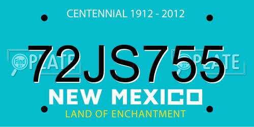 72JS755 New Mexico License Plate