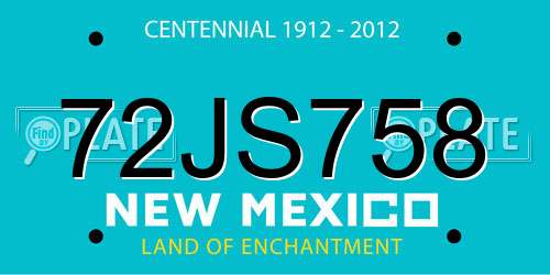 72JS758 New Mexico License Plate