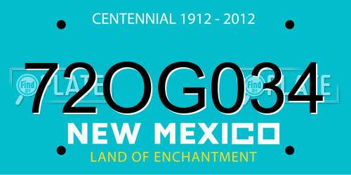 72OG034 New Mexico License Plate