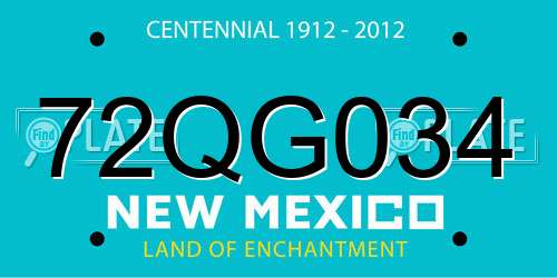 72QG034 New Mexico License Plate