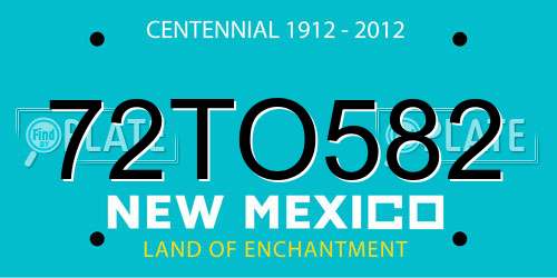 72TO582 New Mexico License Plate