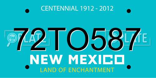 72TO587 New Mexico License Plate