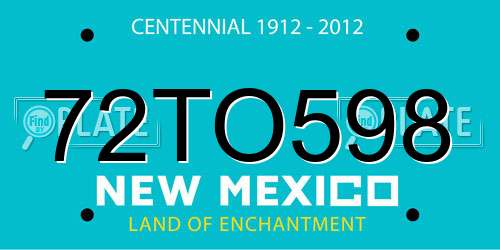 72TO598 New Mexico License Plate