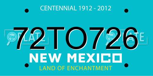 72TO726 New Mexico License Plate
