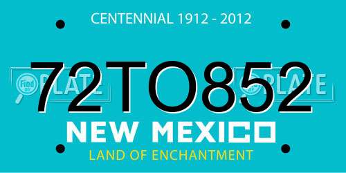 72TO852 New Mexico License Plate