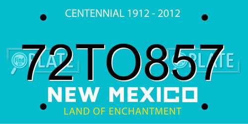 72TO857 New Mexico License Plate