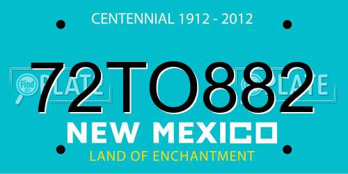 72TO882 New Mexico License Plate