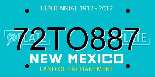 72TO887 New Mexico License Plate