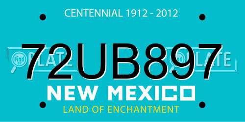 72UB897 New Mexico License Plate