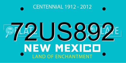 72US892 New Mexico License Plate